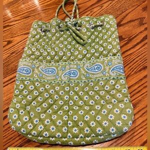 Vintage Vera Bradley draw string backpack. Green Apple.